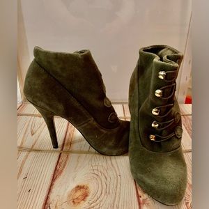 Cute heeled booties with gold accents